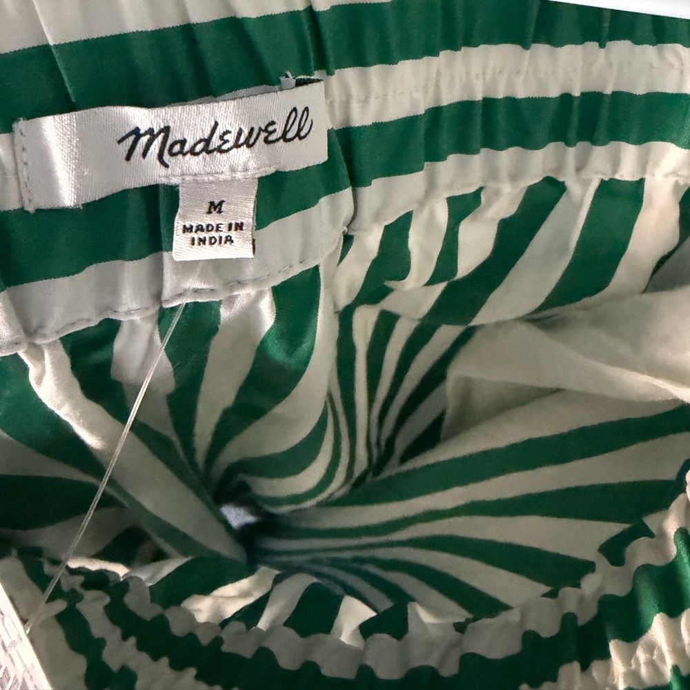Madewell NWT Green and white striped poplin 100% cotton midi skirt - Picture 6 of 8